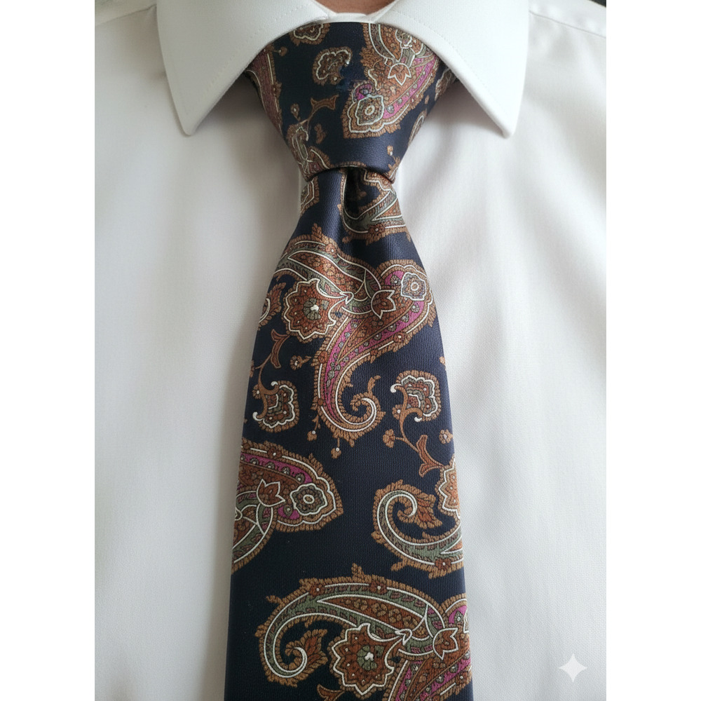 Kuppenheimer navy paisley silk tie - 55"